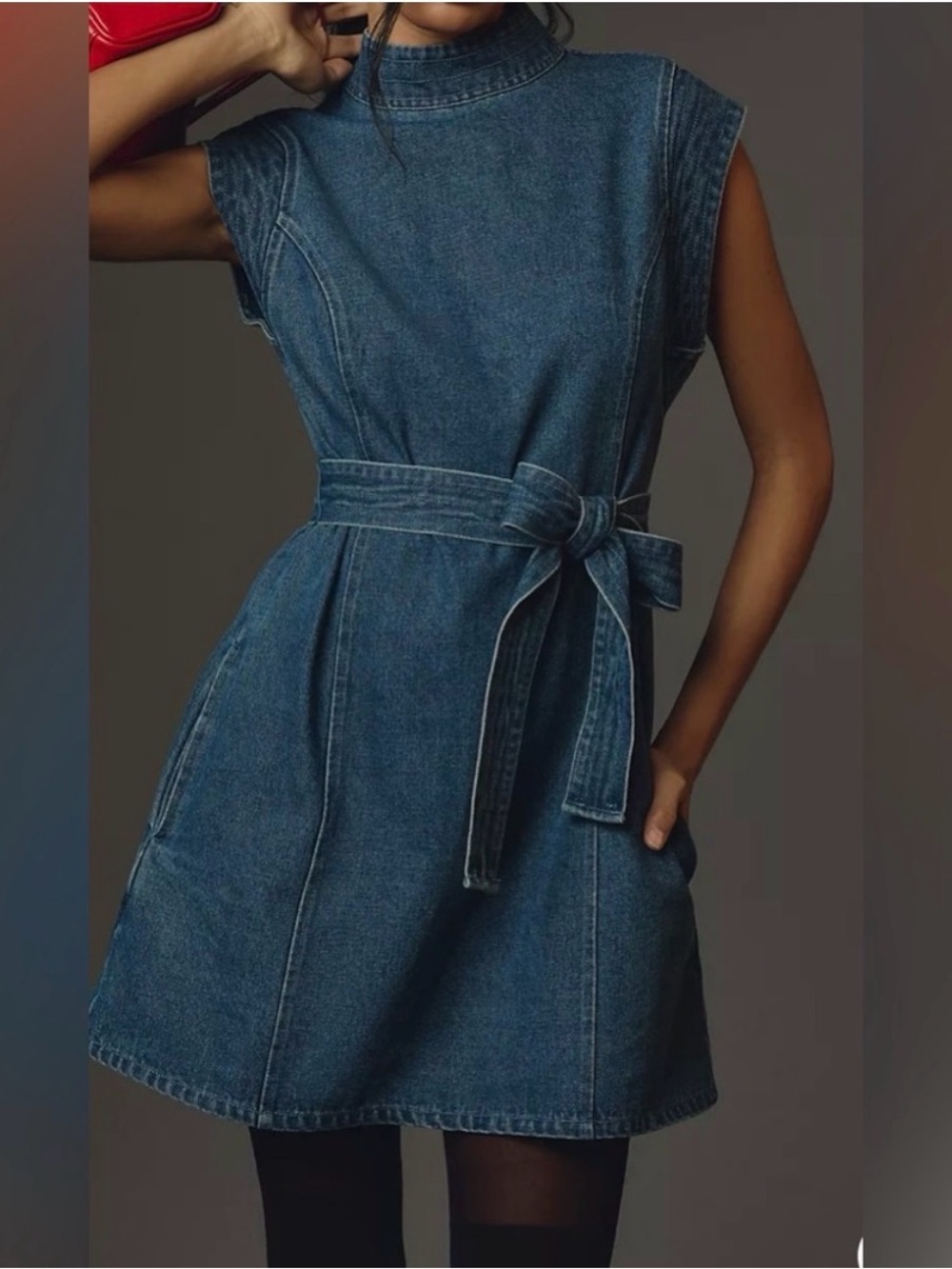 Anthropologie Porridge Denim Cut Out Mini Dress